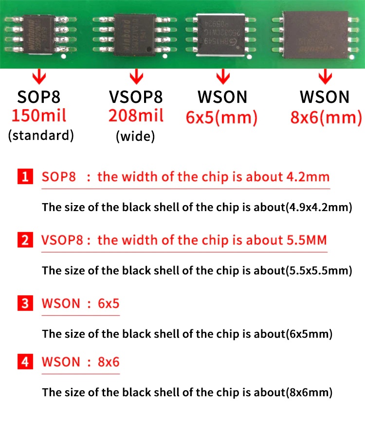 Programador Adaptador  Cable DIP 8 SPI Flash WSON 6X5  Mejorado