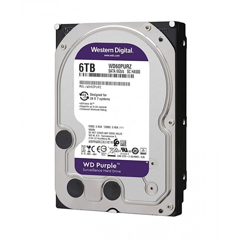 HDD Disco Duro 6TB Western Digital Purpura SATA 6GB/s (PN:WD62PURZ) Nuevo