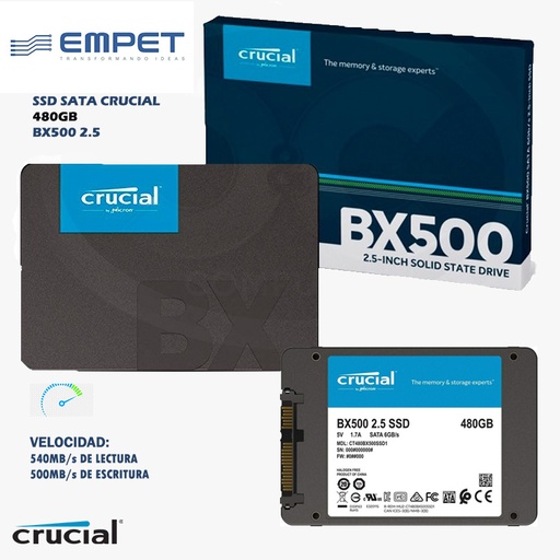 SSD SATA CRUCIAL BX500 480GB 2.5" / 500MB MAX